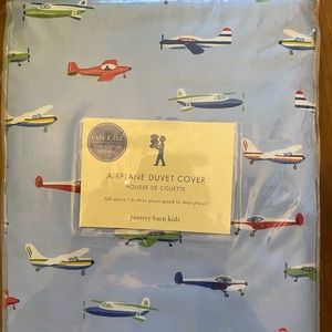 NEW - Pottery Barn Kids - full/Queen airplane duvet cover